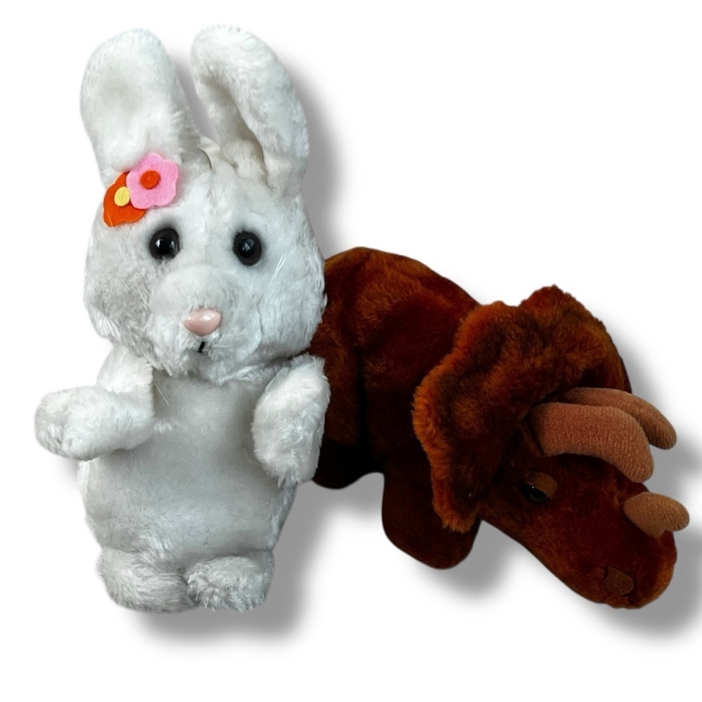 Dakin Dinosaur & Bunny Rabbit Stuffed Animals Vintage
